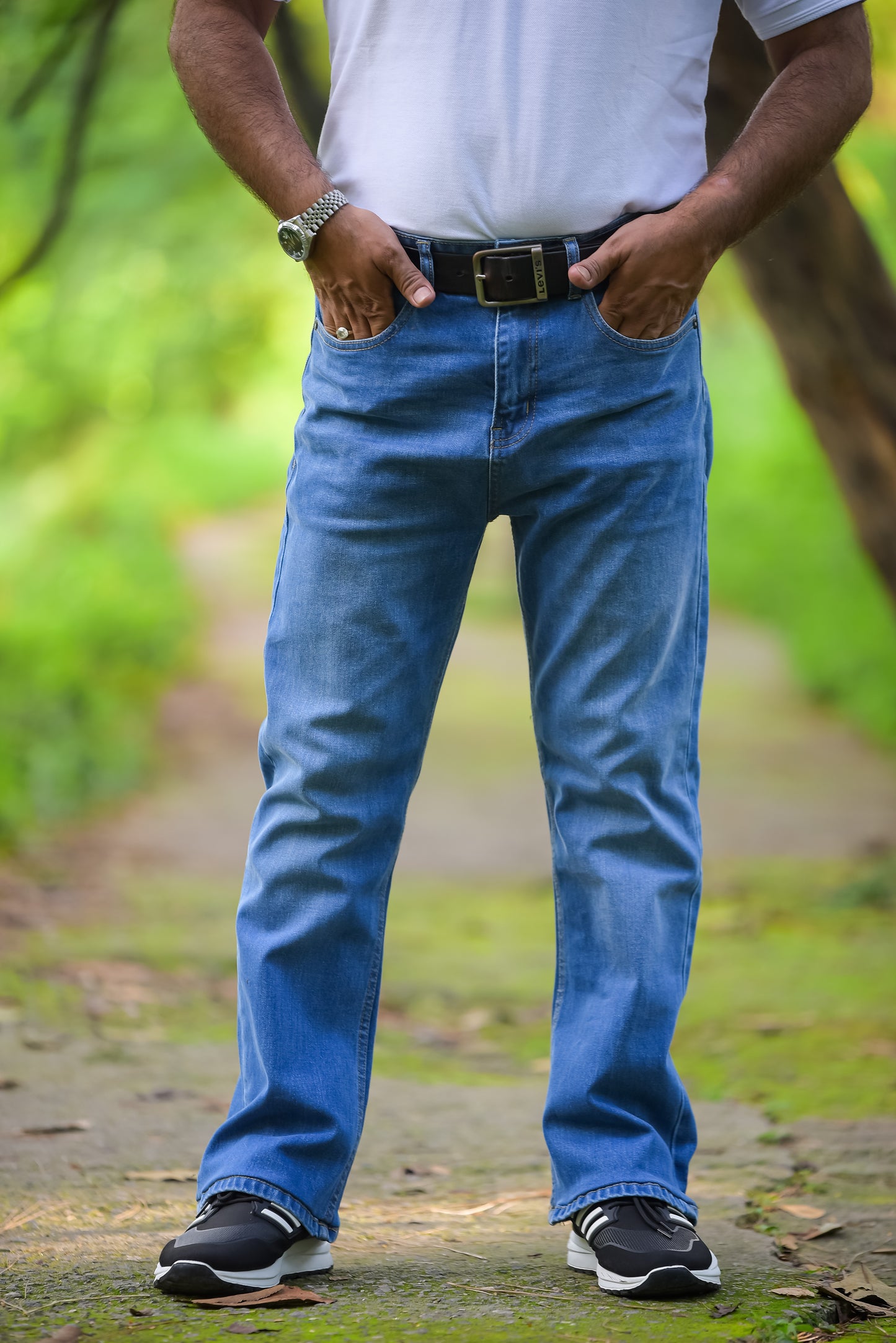 Mid Blue Boot Cut Jeans